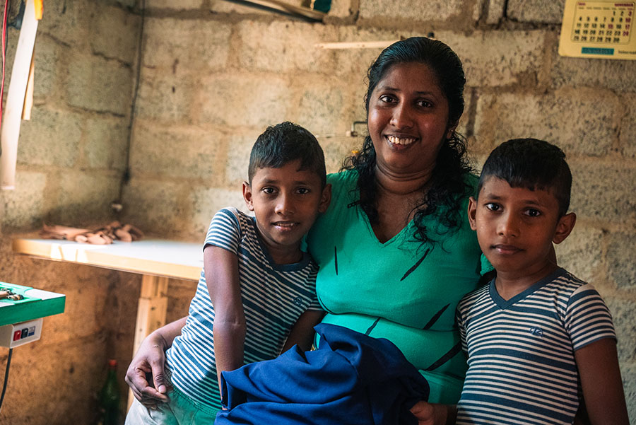 Iresha and her young children.