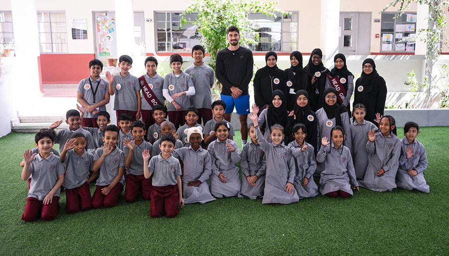 Hady Habib with the students with 1st Assalam school